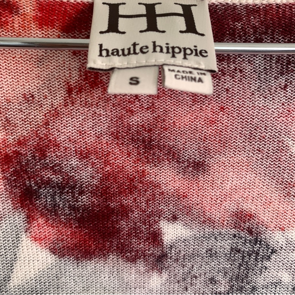 HAUTE HIPPIE watercolor floral long sleeve cardigan silk cotton Small - Picture 4 of 10